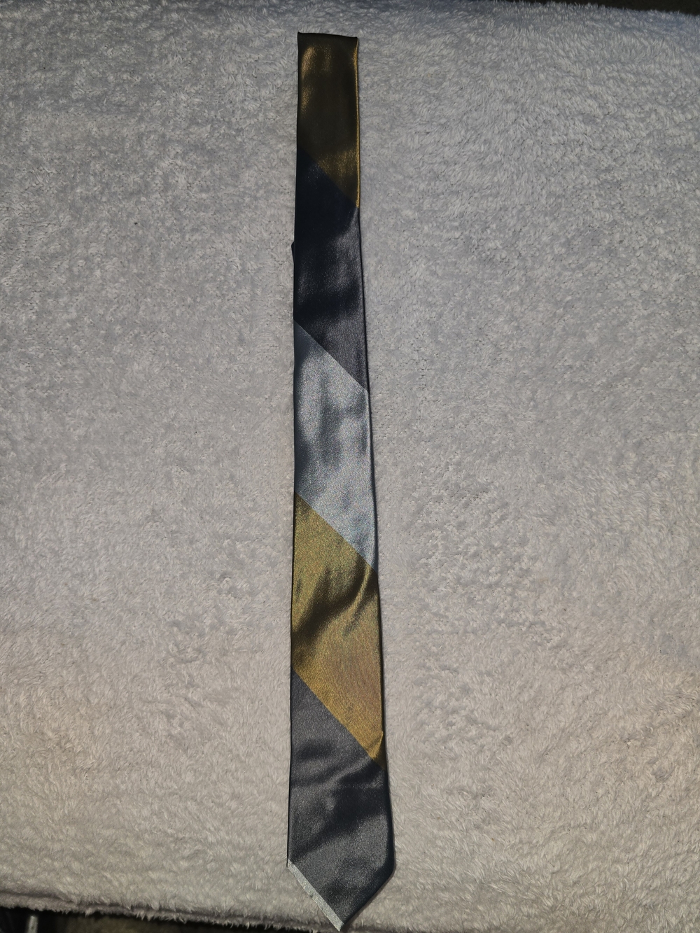 VTG 1960s Wembley Wemlon Skinny Tie Brown Olive Gray Geometric Mod Striped 2.5”